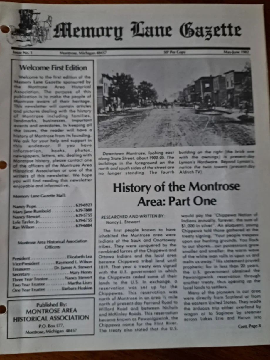 Issue #1
Memory Lane Gazette